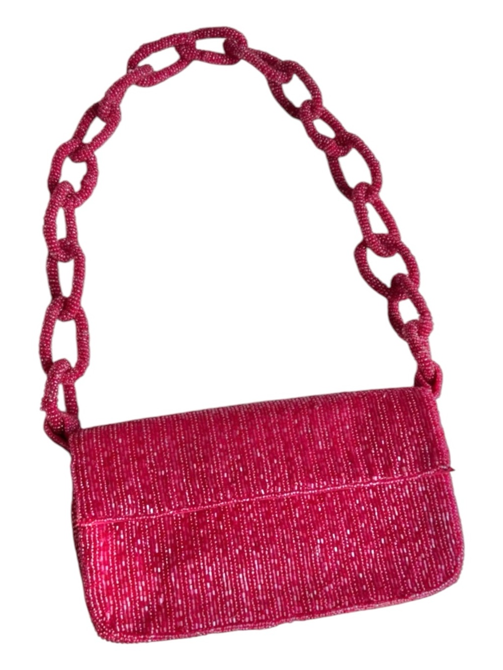 ANTIK KRAFT New Pink Beaded Chain Shoulder Bag Snap Closure